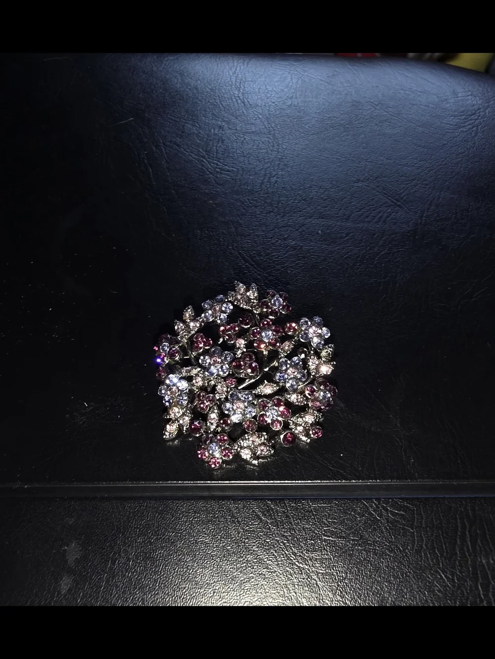 Floral Crystal Brooch in Purple, Pink and Silver